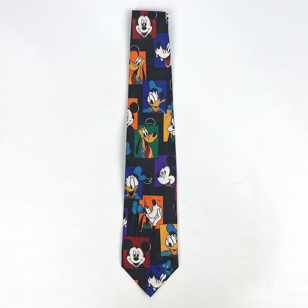 Mickey Unlimited Characters on Color Squares Polyester Necktie By Balancine Inc.